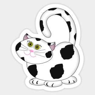Cute Black & White Cartoon Cat Sticker